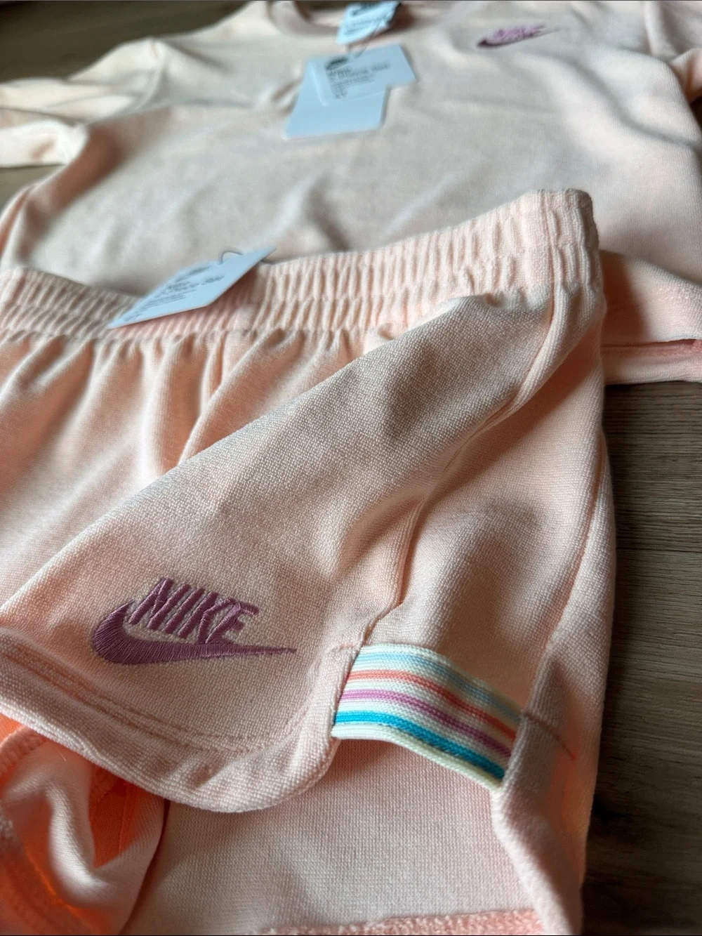 Nike Peach Girls' 2-Piece Tee & Shorts Set